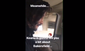 Road tripping with Keanu! Actor Keanu Reeves hits the road with other stranded passengers after aircraft makes emergency landing