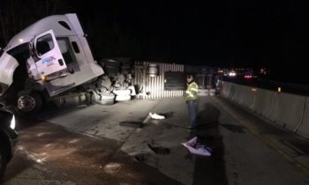 Semi-truck crash blocking westbound lanes of I-90 on Lookout Pass