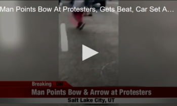 Man Points Bow At Protesters, Gets Beat, Car Set Ablaze