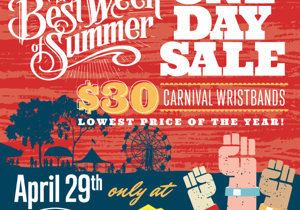 Fair and Rodeo carnival wristbands one day sale April 29