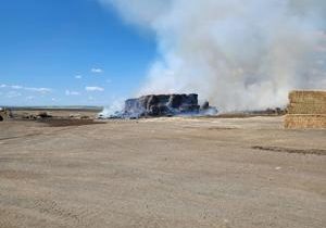 Haystack on fire in Franklin County