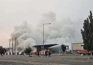 Haystack fire burning in the Port of Pasco