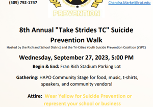 Eighth annual Take Strides Tri-cities suicide prevention walk will be September 27