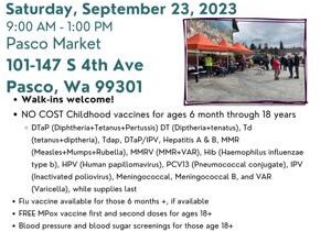 No cost Vaccines at Pasc Health fair on September 23