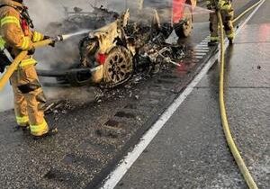 Pickup truck catches fire along I-82, no injuries reported