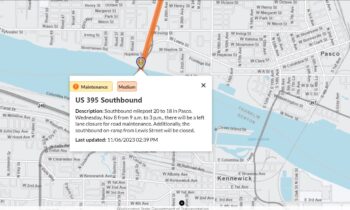 Planned closure on U.S. 395 in Kennewick will cause delays Nov. 8