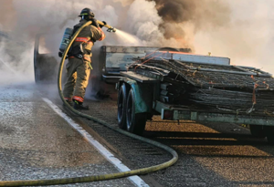 Fire crews, state patrol respond to morning truck fire on I-82