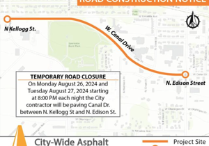 Stretch of Canal Drive to close for paving Aug. 26-27