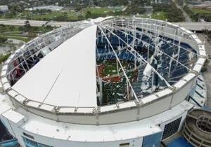 Hurricane Milton shreds Florida stadium roof