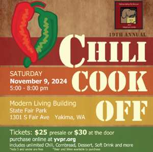 19th Annual Chili Cook-Off to benefit Yakima Valley Pet Rescue set for Nov. 9