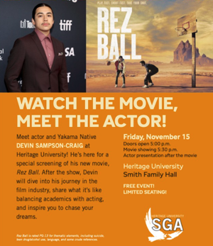 Heritage University to host screening of “Rez Ball” with actor Devin Sampson-Craig