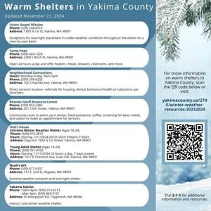 Warming shelters available in Yakima County