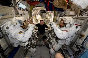 Astronauts practicing and preparing for over six-hour spacewalk